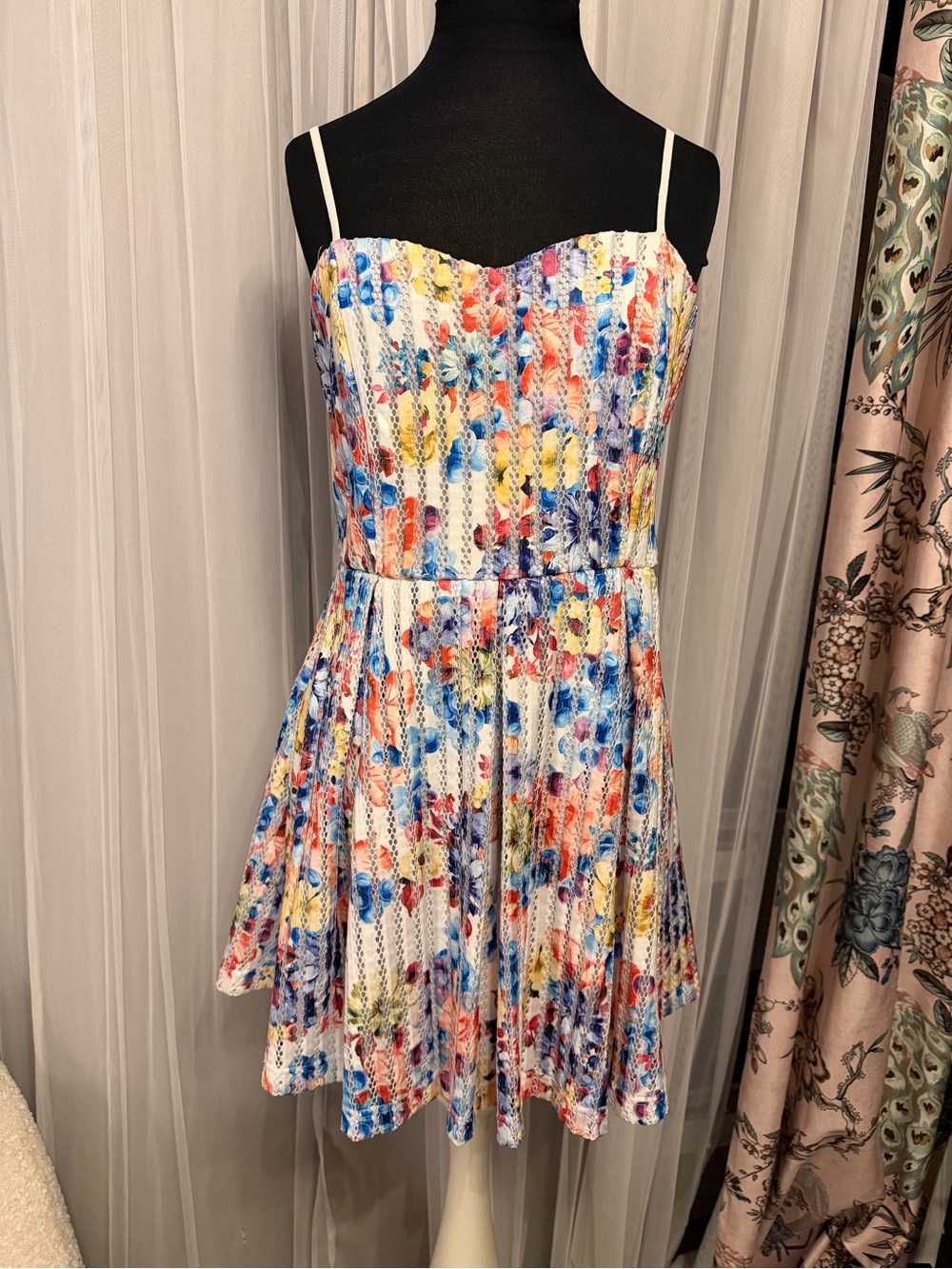 Floral Multicolor Mini Dress with Spaghetti Straps